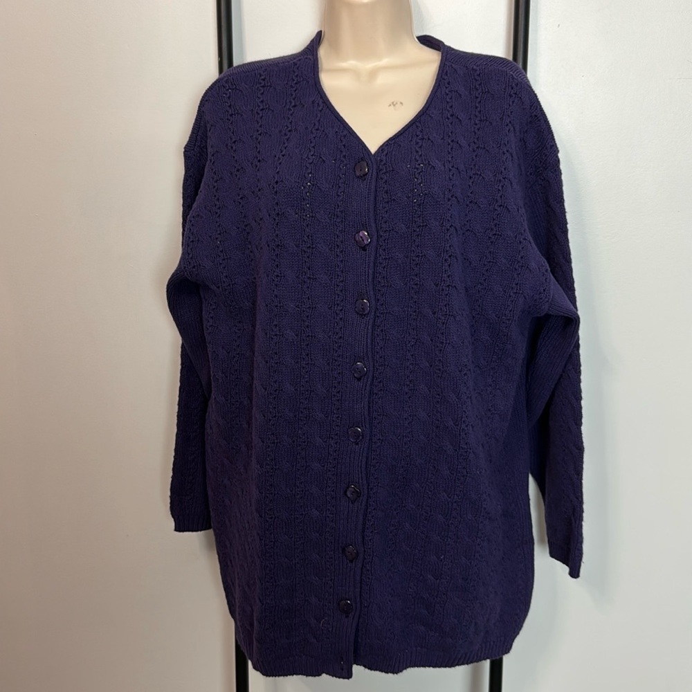 Vintage Northern Reflections S Oversized Purple Knit Cardigan